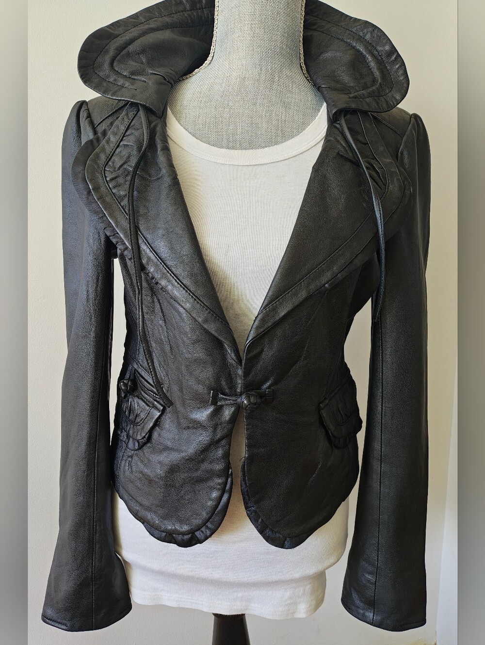 Adorable Bebe Soft Black Leather Jacket S